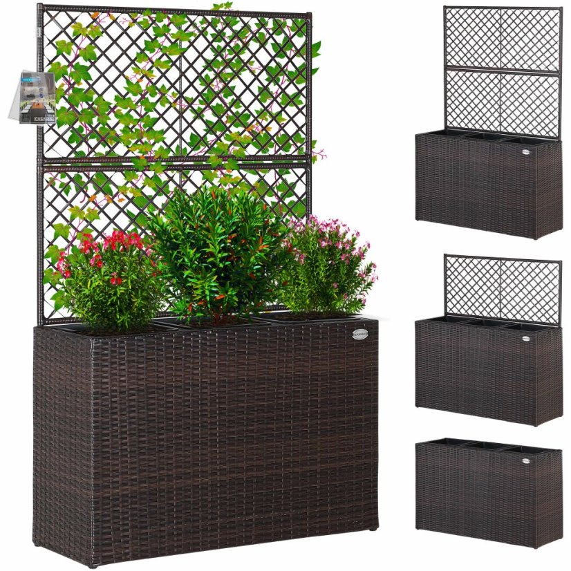 Polyrattan ültető növénytartó ráccsal