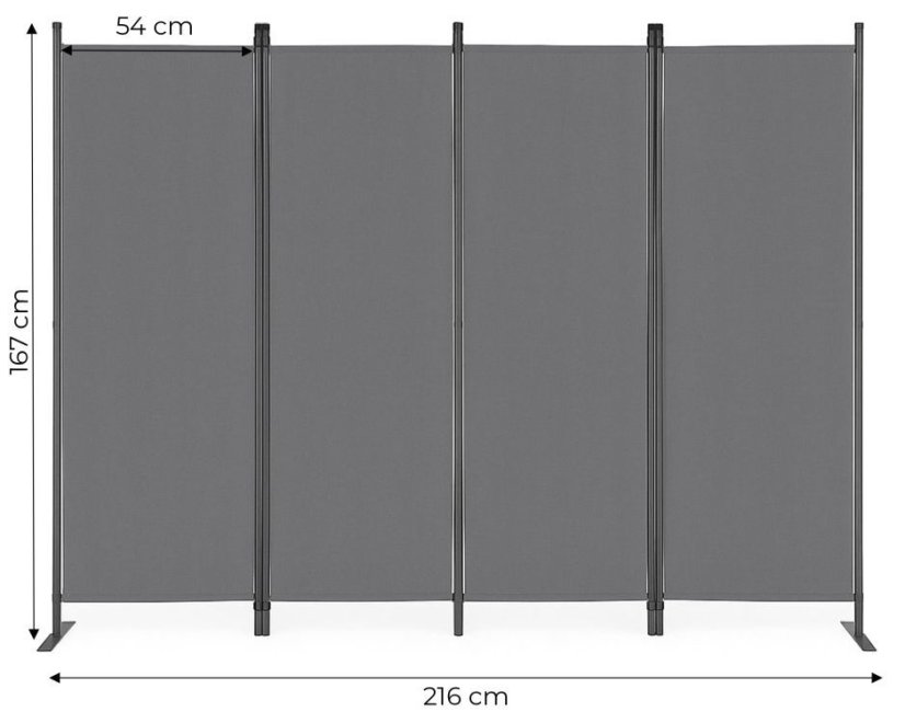Záhradný 4-panelový skladací paraván proti vetru a slnku - 167 x 216 cm