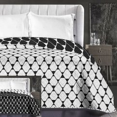 Čierno biele prehozy na posteľ obojstranné