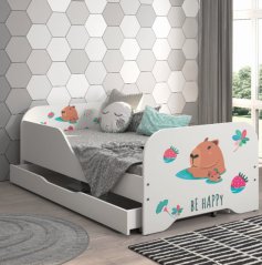 Kinderbett MIKI 160 x 80 cm mit Matratze und Lattenrost - KAPIBARA FAMILY