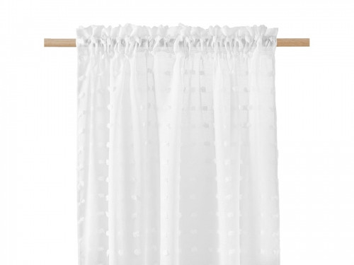Biela záclona CASABLANCA so vzorom guličiek 140 x 250 cm