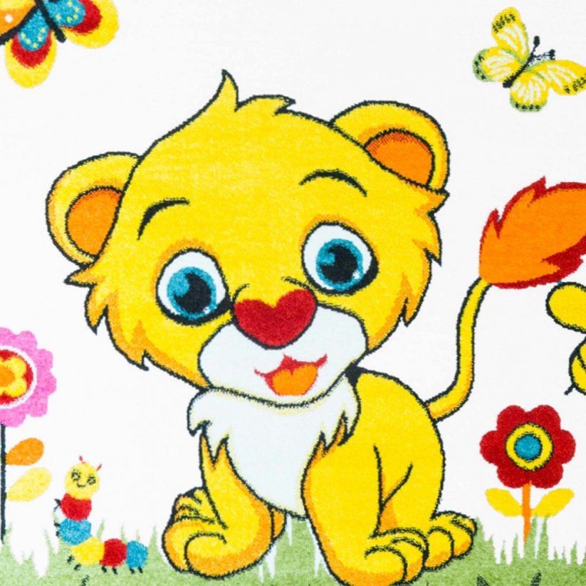 Pestrofarebný detský koberec s motívom levíča