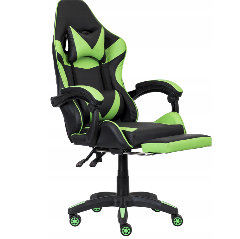 Ergonomischer Gaming-Stuhl CLASSIC mit Fußstütze grün