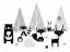 Állatok az erdőben gyönyörű fekete-fehér falmatrica