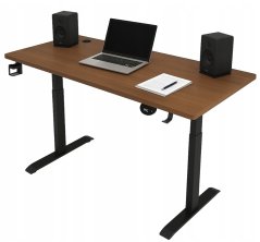 Elektrisch höhenverstellbarer Tisch 72 - 117 cm - Nussbaum, schwarz