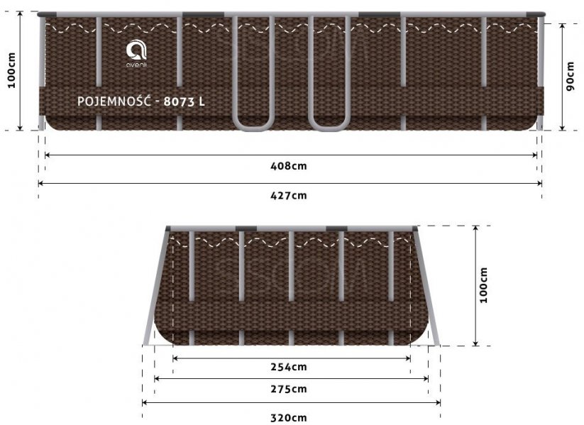 Gartenpool mit Filteranlage und Leiter 427 x 275 x 100cm