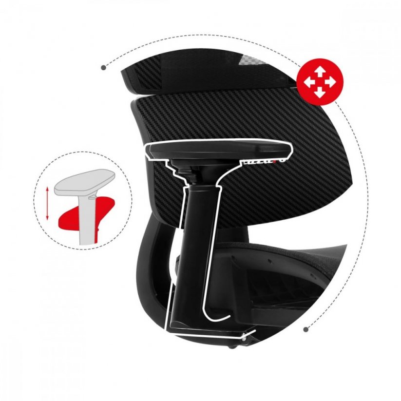 Herní židle v černé barvě COMBAT 8.0 CARBON