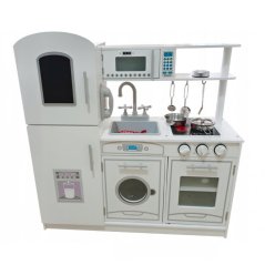 Weiße Kinderküche mit Zubehör und LED-Beleuchtung