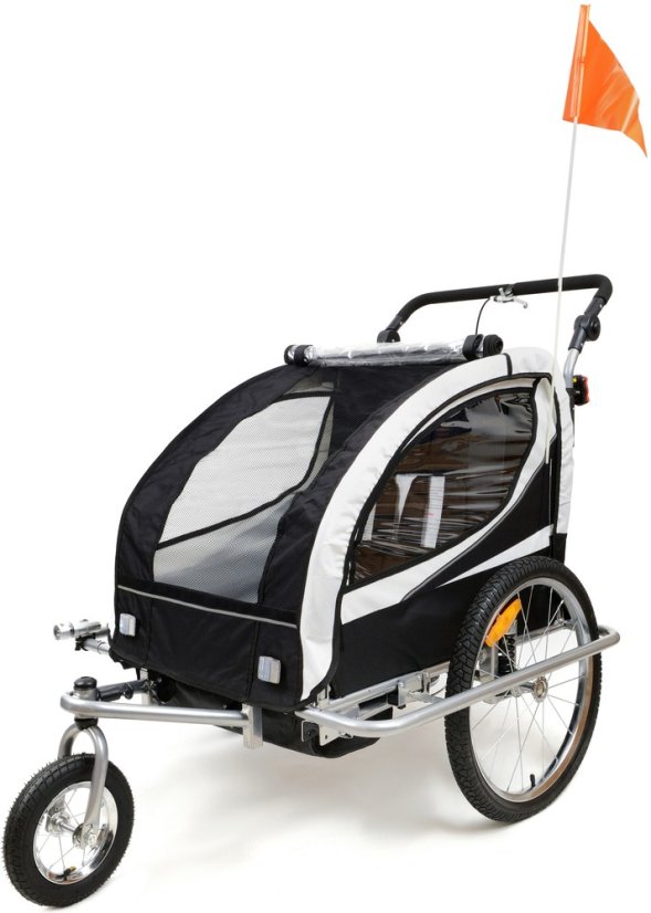 Remorcă pentru biciclete cu 2 locuri + JOGGER negru
