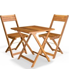 Set da giardino in legno 3 pezzi - tavolo pieghevole + sedie