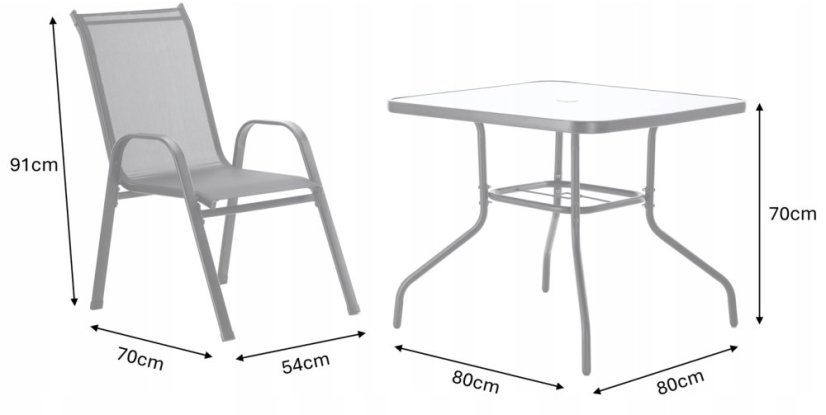 Komplet elegantnega vrtnega pohištva v sivi barvi 