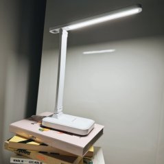 Lampă de masă LED cu braț reglabil și suport pentru telefon