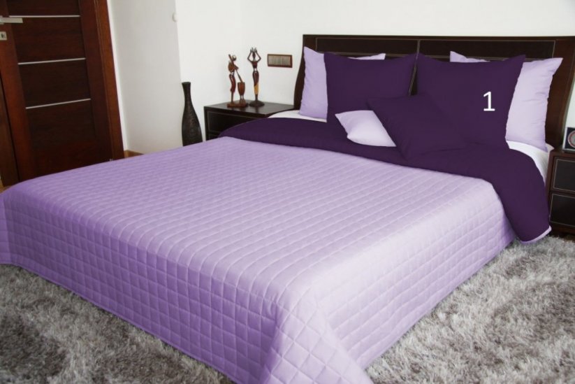 Obojstranné prehozy cez posteľ vo fialovej farbe