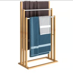 Bambusz törölközőtartó 3 rozsdamentes acélrúddal ellátva