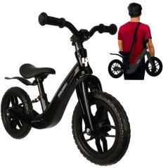 Bicicletă pentru copii KRUZZEL 12 cu curea de umăr - negru-roz