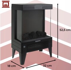 Elektrokamin KAMINER EMBEGO 2000W - Freistehender Kamin mit Ventilator und 3D-Feuereffekt