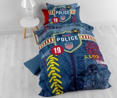 Kék ágynemű fiúknak POLICE 140 x 200 cm