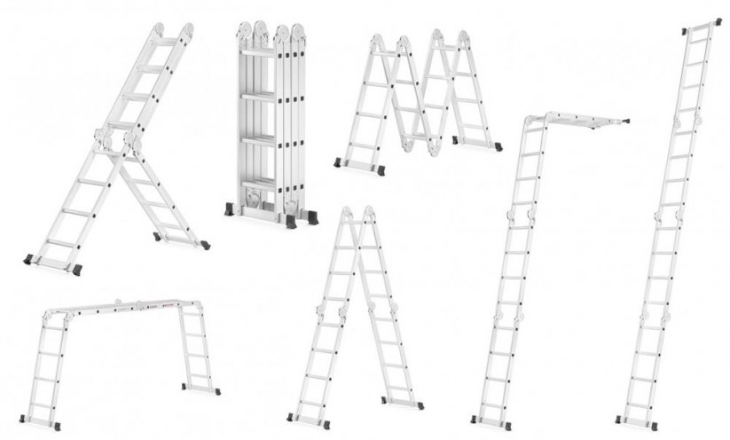Viacúčelový kĺbový rebrík 4x4 s platformou
