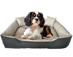 Lettino impermeabile per cani con cuscini - grigio