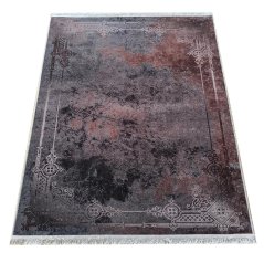 Sodobna preproga z okrasnim okvirjem - sivo-rjava