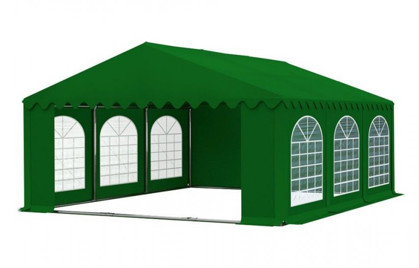 Kvalitetan zeleni party šator s prozorima i čvrstom konstrukcijom