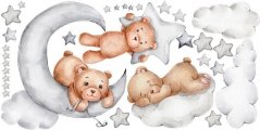 Adesivo murale per bambini allegri orsacchiotti nel cielo