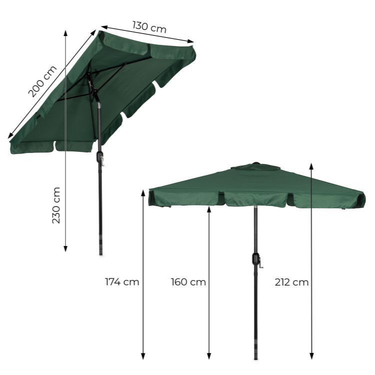 Elegantný záhradný slnečník s nastaviteľným sklonom 200x130 cm