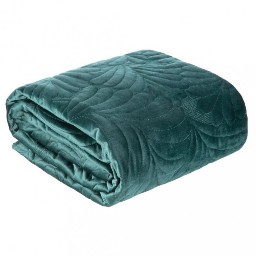Luxusní tmavě zelený přehoz na postel s dekorační prošíváním