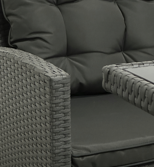 Ratanová súprava so stolíkom, pohovkou a 2 kreslami