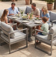 Set colțar mare cu fotolii și masă reglabilă XL-NM-2006 - gri + perne bej