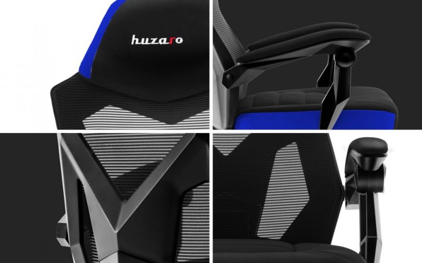 Ergonomické herní modré křeslo s opěrkou nohou COMBAT 3.0