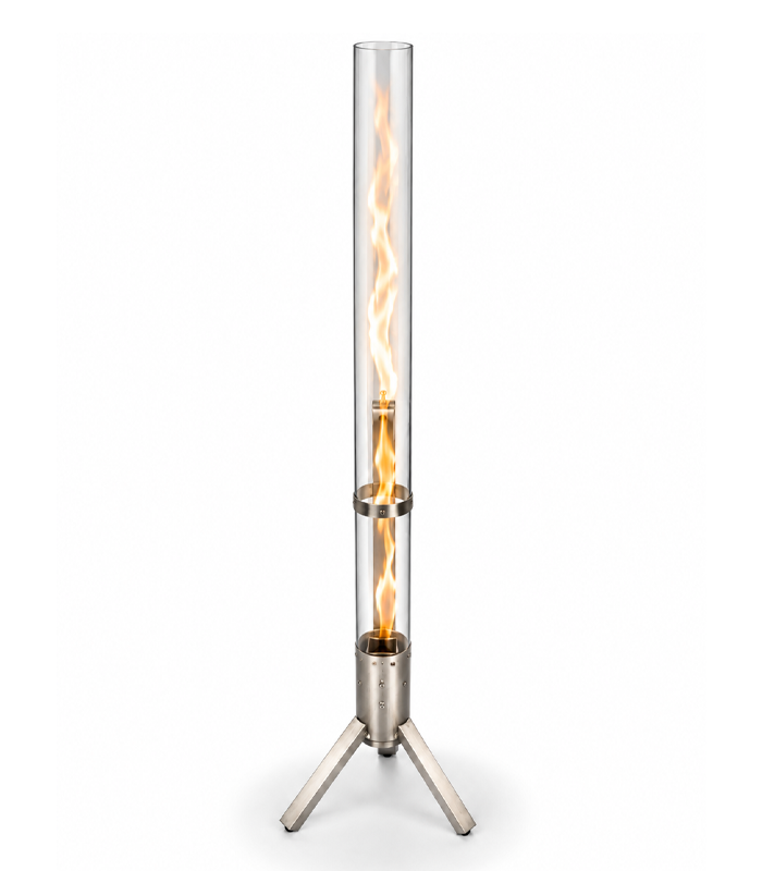 Terasový ohřívač na pelety s efektem plamene 4 kW, 132 cm, stříbrný