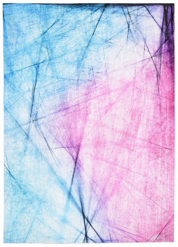 Modrý a růžový abstraktní trendový koberec