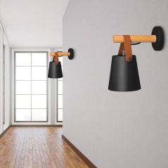 Designer fali lámpa fából és fémből
