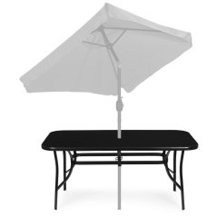 Fekete kerti asztal esernyőnyílással