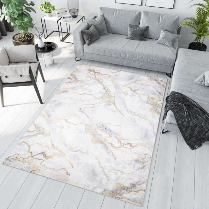 Svetlý moderný koberec s mramorovým vzorom 