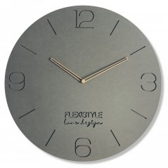 Луксозен дървен часовник в сиво с диаметър 50 см