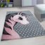 Sivý detský koberec s motívom ružový jednorožec