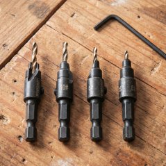 Set di 4 punte per legno per preforare e svasare le viti