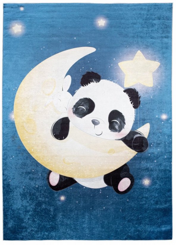 Kinderteppich mit Panda-Motiv auf dem Mond - Die Größe des Teppichs: Breite: 120 cm | Länge: 170 cm