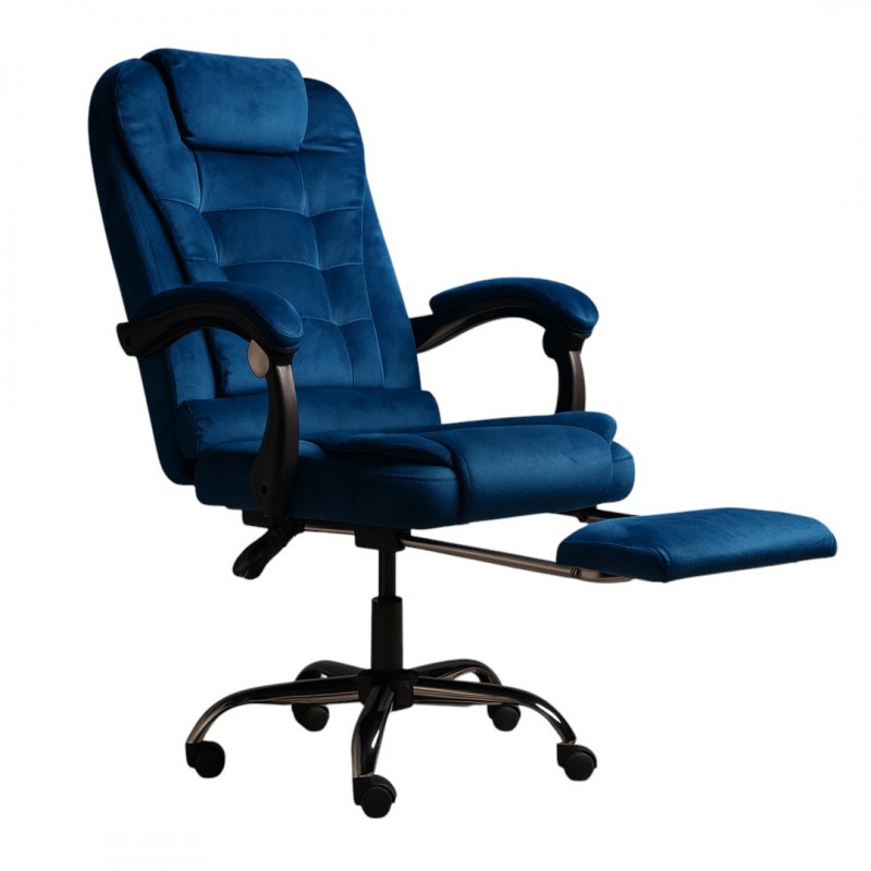 Kancelářská židle BOSS s podnožkou - modrá látka