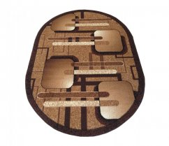 Овален килим в кафяво с геометрични шарки