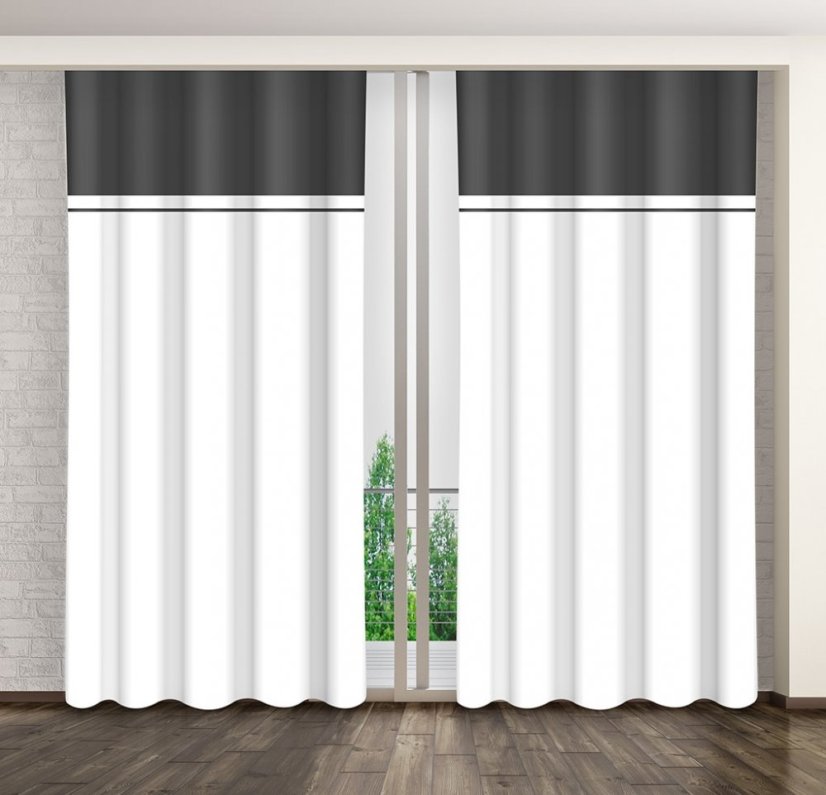Elegantný čierno biely záves do obývačky