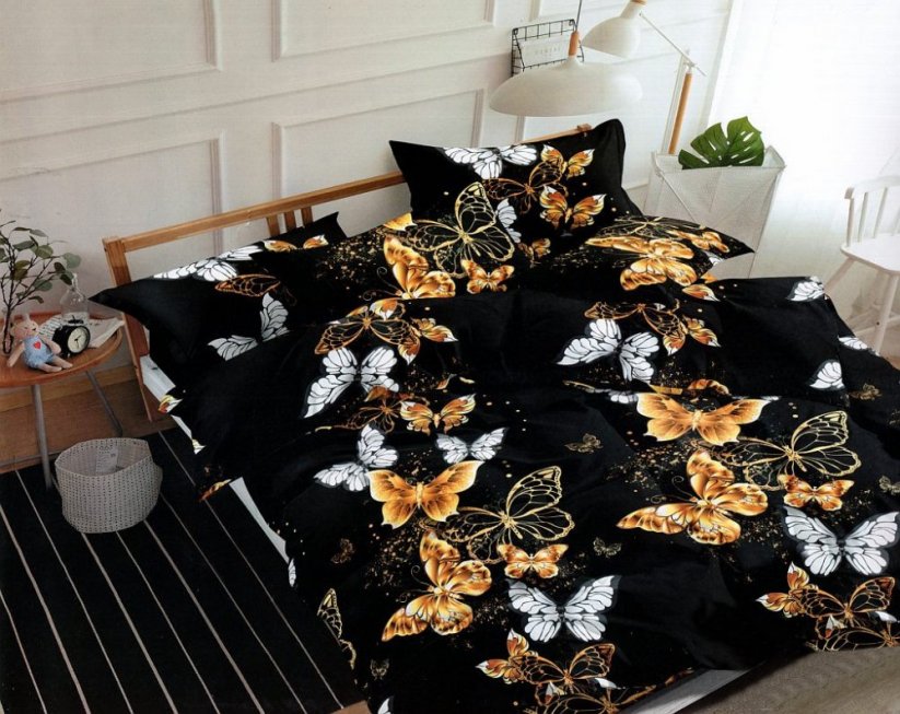Originálne posteľné obliečky s motýľmi čiernej farby