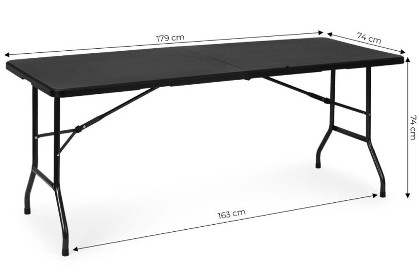 Tavolo pieghevole da catering 180 cm - nero