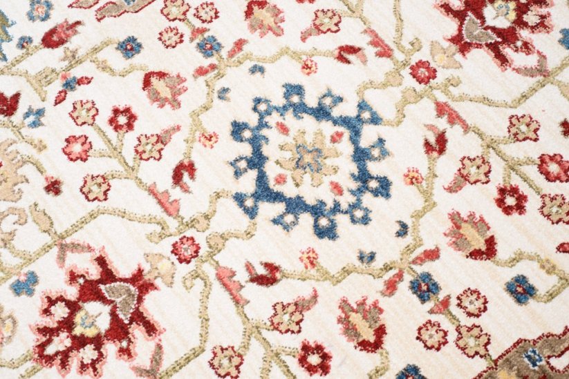 Runder cremefarbener Teppich im Vintage-Stil - Die Größe des Teppichs: Breite: 100 cm