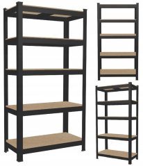 Scaffale nero con 5 ripiani Profondità 30 cm
