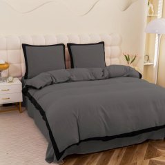 Lenzuola in cotone sintetico – grigie con bordo nero