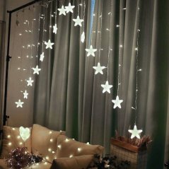 Osvetlenie - vianočný záves s hviezdičkami 4m 136 LED
