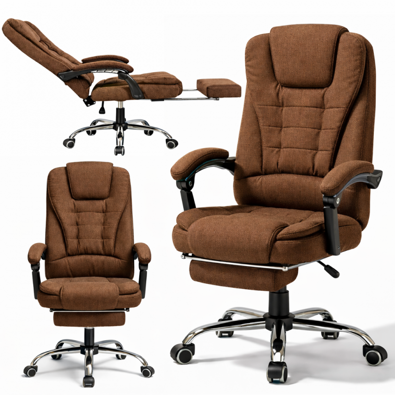 Kancelářská židle BOSS s podnožkou - hnědá látka
